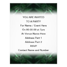 Abstract, Dark Green Fractal Pattern. Custom Invitations
