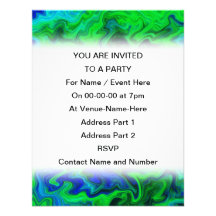 Abstract Design in Blue and Green. Custom Invites