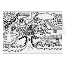 Abstract Doodle Front Note Card