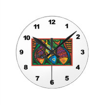 Abstract Fish Art Round Wallclock