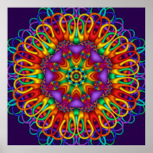 Abstract fractal  Bright shining Mandala Posters