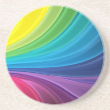 Abstract Fractal Rainbow Swirl Sandstone Coaster