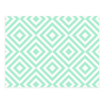 Abstract geometrical squares pattern, mint green postcards