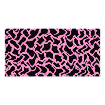 Abstract Graphic Pattern Black and Bright Pink. Customized Photo Card