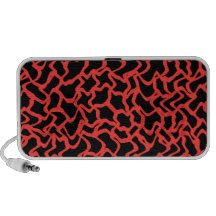 Abstract Graphic Pattern Bright Red and Black. Laptop Speakers