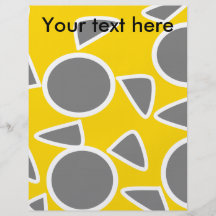 Abstract grey on yellow flowers personalised flyer