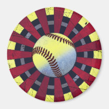Abstract Grunge Baseball Design Refrigerator Magnet