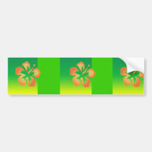 Abstract Hibiscus on Green and Yellow Bumper Stickers