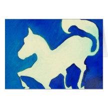 Abstract Horse in Blue and White Cards