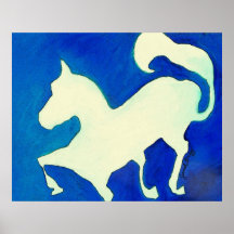 Abstract Horse in Blue and White Print