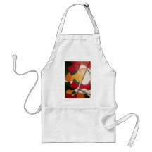 abstract in red and gold aprons
