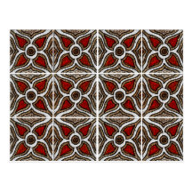 Abstract Pattern Inspired by Portuguese Azulejos Postcards