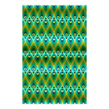 Abstract peacock feather custom stationery