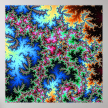 Abstract Peacock Feathers - colourful fractal art Print