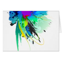 Abstract Peacock Paint Splatters Cards