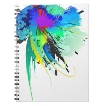 Abstract Peacock Paint Splatters Note Books