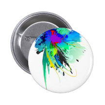 Abstract Peacock Paint Splatters Pinback Buttons