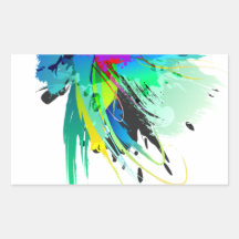Abstract Peacock Paint Splatters Rectangular Stickers