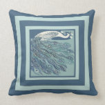 Abstract Peacock Turquoise Blocks Throw Pillow pillows