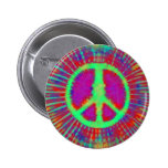 Abstract Psychedelic Tie-Dye Peace Sign Pinback Button