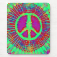 Abstract Psychedelic Tie-Dye Peace Sign Mousepad