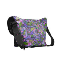 Abstract Purple Mosaic Pattern Bag Commuter Bags