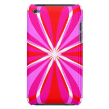 Abstract Red and Fuchsia on White Floral Design Barely There iPod Cover