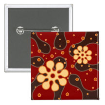Abstract Retro Snowflakes Greeting Card in Red Pin
