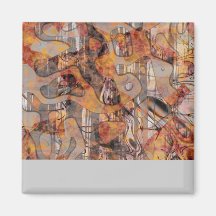 ABSTRACT RUST FRIDGE MAGNETS