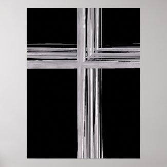 Christian Poster: Abstract Silver Christian Cross
