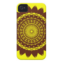 Abstract Sunflower Vector Design (yellow / brown) iPhone 4 Covers