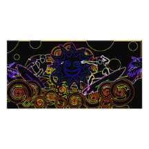 Abstract Surfers Picture Card