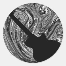 Abstract Swirls Guitar Stickers, Black and White