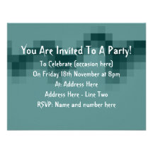 Abstract Wave of Squares Design in Green. Personalized Invitation