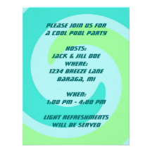 ABSTRACT WAVE Retro POOL Beach Party Invitation