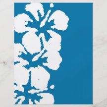 Abstract White Hibiscus Flowers on Blue Flyer