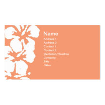 Abstract White Hibiscus Flowers on Salmon Business Cards
