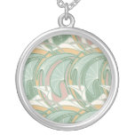 abstract white lily art nouveau pattern art necklace