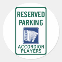 Accordion Player Parking Round Sticker