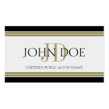 Accountant Black Gold Stripes Business Card