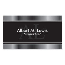 Accounting Financial Business Card Silver Monogram