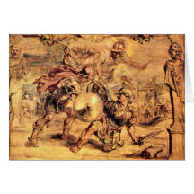 Achilles defeats Hector by Paul Rubens Greeting Card