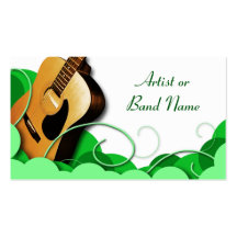 Acoustic Guitar Green Expression Business Cards