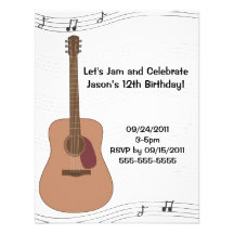 Acoustic Guitar Illustration Birthday Invitation