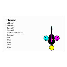 Acoustic Guitar Smiley CMYK Design Business Card Template
