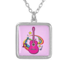 Acoustic Guitar with Rainbow Necklaces