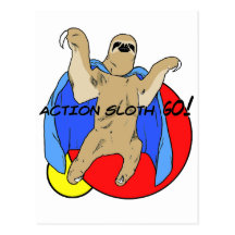 Action Sloth Coloured Postcard