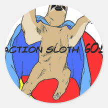 Action Sloth Coloured Sticker