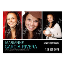 Actor Triple Headshot Stats Business Card Templates