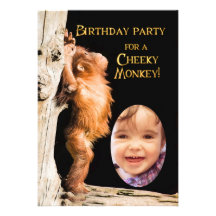 Add a photo Birthday party, with orangutan Announcements